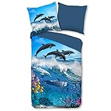 ESPiCO Bettwäsche Trendy Bedding Delfine Tiermotiv Unterwasserwelt Ozean Fische...