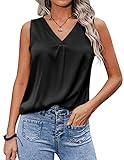 Zeagoo Tank Top Damen Tops Sommer Silk Satin Cami V-Ausschnitt Ärmellose Camisole...