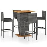 LIGTEX Nice Cool-5-teiliges Garten-Set mit Kissen, Polyrattan grau