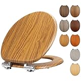 Fanmitrk Traditioneller WC-Sitz aus Holz mit Absenkautomatik, MDF, verstellbare...
