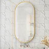 BINERM 40x60cm Beleuchteter Badezimmerspiegel, Wandmontierter Schminkspiegel, Ovaler...