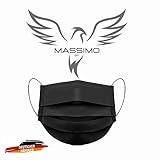 MASSIMO 007 100 Stück Medizinische Masken Schwarz OP Masken Schwarz CE...