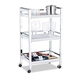 Relaxdays Servierwagen mit 3 abnehmbaren Tabletts, Teewagen, Allzweckwagen mit...