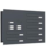 AL Briefkastensysteme 7er Durchwurfbriefkasten mit Klingel in Anthrazit Grau RAL 7016 7...