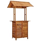 vidaXL Akazienholz Massiv Outdoor Bartisch mit Dach Gartentheke Gartenbar Theke...