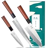 SHANGDAO Japanisches Küchenmesser-Set, 3-teiliges Gyuto-Sushi-Kochmesser,...