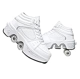 Schuhe mit Rollen LED Leuchtend Skates 4-Rad Verstellbare Rollschuhe Verstecktes...