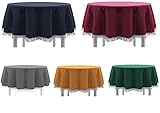 Tischdecke Gartentischdecke einfarbig mit Fransen Classic viele Größen Formen und Farben...