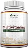 Multivitamin & Mineralstoffe A-Z - 365 Vegetarische Tabletten - 1 Jahresvorrat - 24...