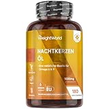 Nachtkerzenöl Weichkapseln - 1000 mg pro Softgel - 6 Monate Vorrat - 180 vegane Softgels...