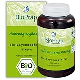 BioPräp BIO Cayennepfeffer Kapseln | 180 Zellulose-Kapseln | vegan und BIO | produziert...
