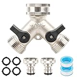 Jognee 2 Wege Verteiler Wasser 3/4 Zoll, Wasserhahn verteiler, Gartenschlauchverteiler...