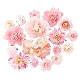 volumoon 17PCS Kunstblumen Köpfe,Kunstblumen zum Basteln Rosa Klein Blumenköpfe...
