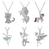 Pomeloone 6 Stück Ketten Set, Einhorn Halskette Meerjungfrau Ballerina Katze...