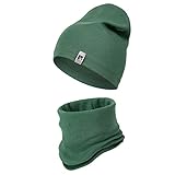 HEYO Kinder Beanie Mütze Schlauchschal Set für Mädchen Jungen Frühling...