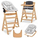 hauck Hochstuhl Alpha Move Newborn Set Eco Bouncer - mitwachsender Holz Babyhochstuhl ab...