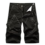 RLEHJN Herren Modernem Einfarbig Feizeitshorts Sommer mit Geradem Bein Stylishe Cargo...