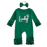 YILEEGOO Baby-Mädchen-Overall, langärmelig, Rundhalsausschnitt, Buchstabe Kleeblatt,...