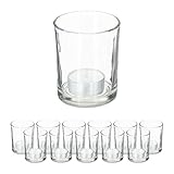 Relaxdays Teelichtgläser, 12er Set, Teelichthalter aus Glas, Schlichte...
