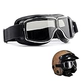 Motorradbrille PU Leder Sonnenbrillen Retro Radbrille Helmbrille Fliegerbrille...