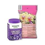 Orchideen-Set für Umtopfen - PREMIUM | Orchideenerde 2L | Orchideen-Dünger 350G | Für...