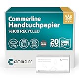 Commerline 5000 Blatt Papierhandtücher, 25x23 cm ZZ-Falz Handtuchpapier für...