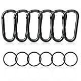 GOTFUN 6 Stück Karabinerhaken Aluminium 80mm D Form Karabiner Schwarz Set, Belastbarkeit...