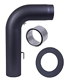 Ofenrohr Fullform Bogenrohrset Ø150mm schwarz Höhe 700 mm, Tiefe 450 mm dreiteilig mit...
