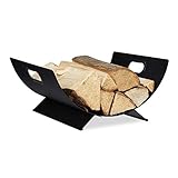 Relaxdays Kaminholzkorb Metall, modern, Kaminholz Aufbewahrung innen, HBT: 18,5...
