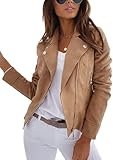 Youning Damen Jacke Kurz Übergangsjacke Moto Bikerjacke Herbst Frühling Leicht Jacken...