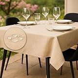 Tischdecke Outdoor Abwaschbar 140x180 Beige Gartentischdecke Tischdecken Wetterfest...