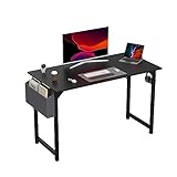 Computertisch - 47 Zoll Bürotisch, schwarzer moderner Schreibtisch mit Stauraum,...