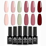 TOMICCA UV Gel Nagellack Nude Rose Set, Professional 6 Farben Maniküre Set,...