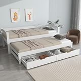 Merax Schlafsofa 90x200 cm, Tagesbett mit 2 Schubladen, Kinderbett Funktionsbett...