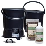 Bokashi Eimer Essential Doppelset 2 Eimer mit Base + 1 L Em aktiv + 1 Kg Bokashi...