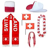 Sonia Originelli Fan-Paket Schweiz Switzerland WM EM Fußball Schal Hawaiikette Hut...
