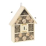 Relaxdays Bienenhotel, Nisthilfe Wildbienen, Garten, Balkon, Insektenhotel zum Hängen,...