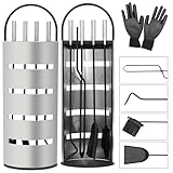 Mucola Kaminwerkzeug-Set 6-teiliges Hochwertiges Kaminzubehör mit praktischer Halterung...