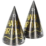 Folat 25054 Deko Schwarz Gold Silber-Party Hütchen-Happy Birthday-Shining...
