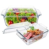 YAYODS 2 Stück Auflaufform Glas mit Deckel - 1000/1500ml Auflaufform Set Rechteckig -...