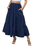 Zeagoo Rock Damen Lang Röcke Elegant Maxirock Casual Einfarbig Maxi Skirt Hohe Taille...