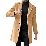 KBOPLEMQ Herren Trenchcoat Klassisches Revers Wintermantel Einreihig Lang Business Mantel...