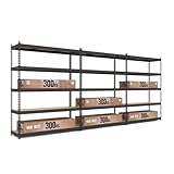 baudim - 3er Set Schwerlastregal, Fachlast 1500 kg, Robustes Lagerregal, Stahlregal,...