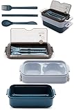 PatrEmil - Lunch Box, luftdichte Lunchbox mit 2 Fächern und Besteck, ideal für Arbeits-...