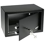HMF 49200-02 Safe Tresor mit Schlüssel, Möbeltresor | 31 x 20 x 20 cm | Schwarz