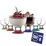 LAV Bunte Eisschalen Glas 6er Set 285ml, BLEI FREI Stapelbare Eisgläser, Eisschalen Glas...