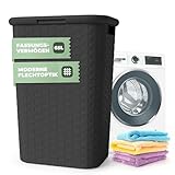 Wäschekorb mit Deckel Rattan - Wäschebox in Flechtoptik 65 L - Wäschesammler...