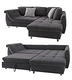 Ecksofa mit Schlaffunktion und Bettkasten 250x190 cm, Wellenunterfederung/Komfortschaum,...