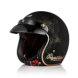 ORIGINE Motorradhelm Jethelm Vintage Rollerhelm Retro ECE-Zertifizierung (Scacco...