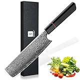TIVOLI 7-Zoll Japanisches Nakiri-Messer, Handgeschmiedetes Hackmesser aus Hartstahl zum...